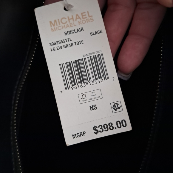 Michael Kors Embossed "Sinclair" Black Handbag - Picture 4 of 5